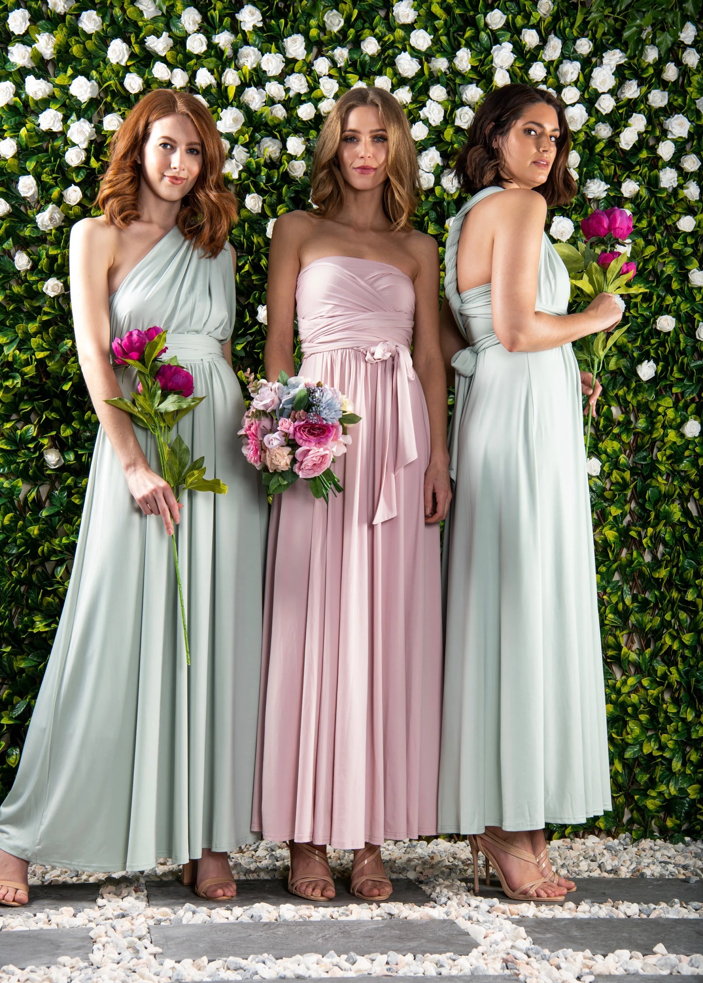 Twist & Tie Multiway Bridesmaid Maxi Dress with Bandeau, Dusty Pink