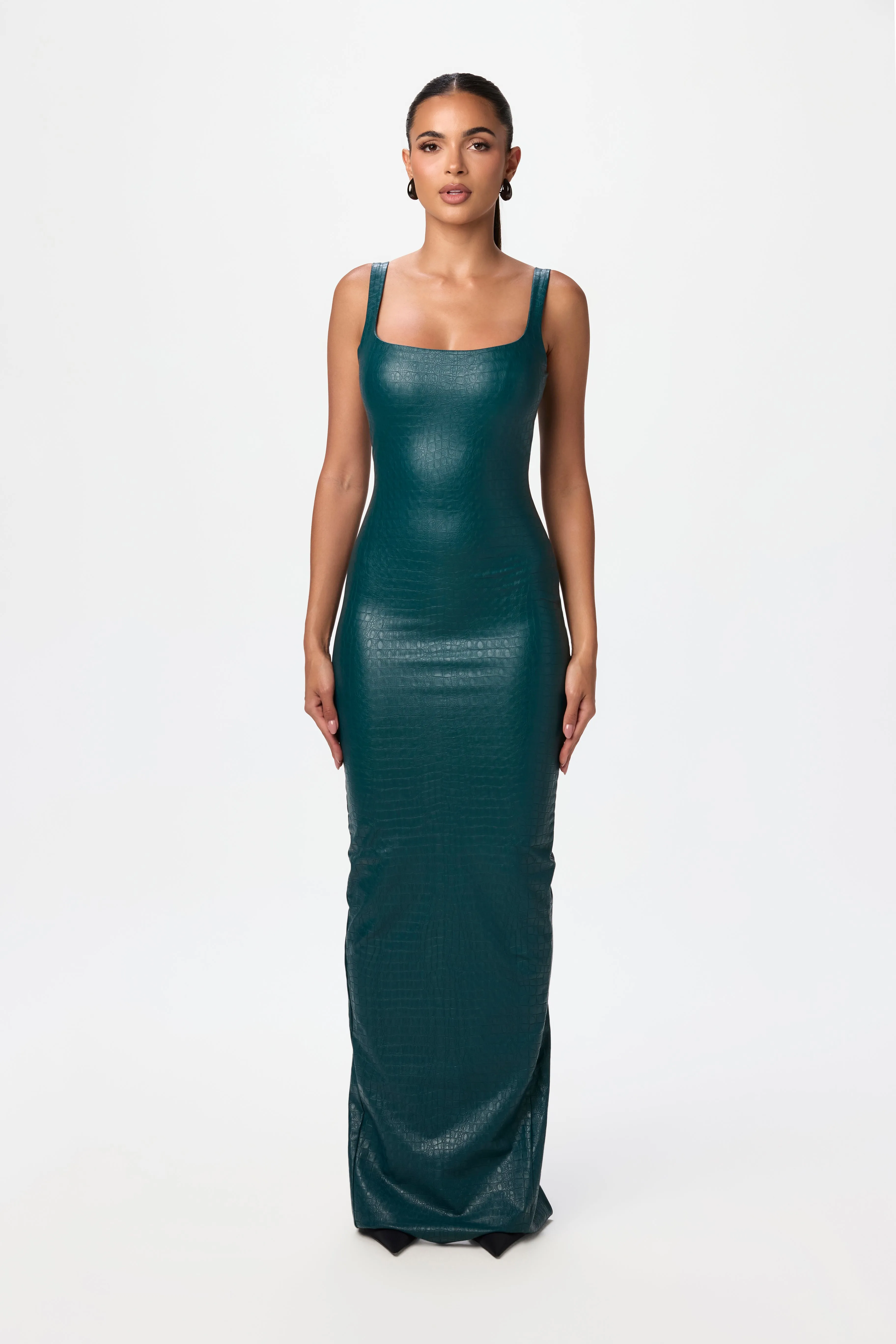 Vegan Leather Croc Tank Maxi Dress