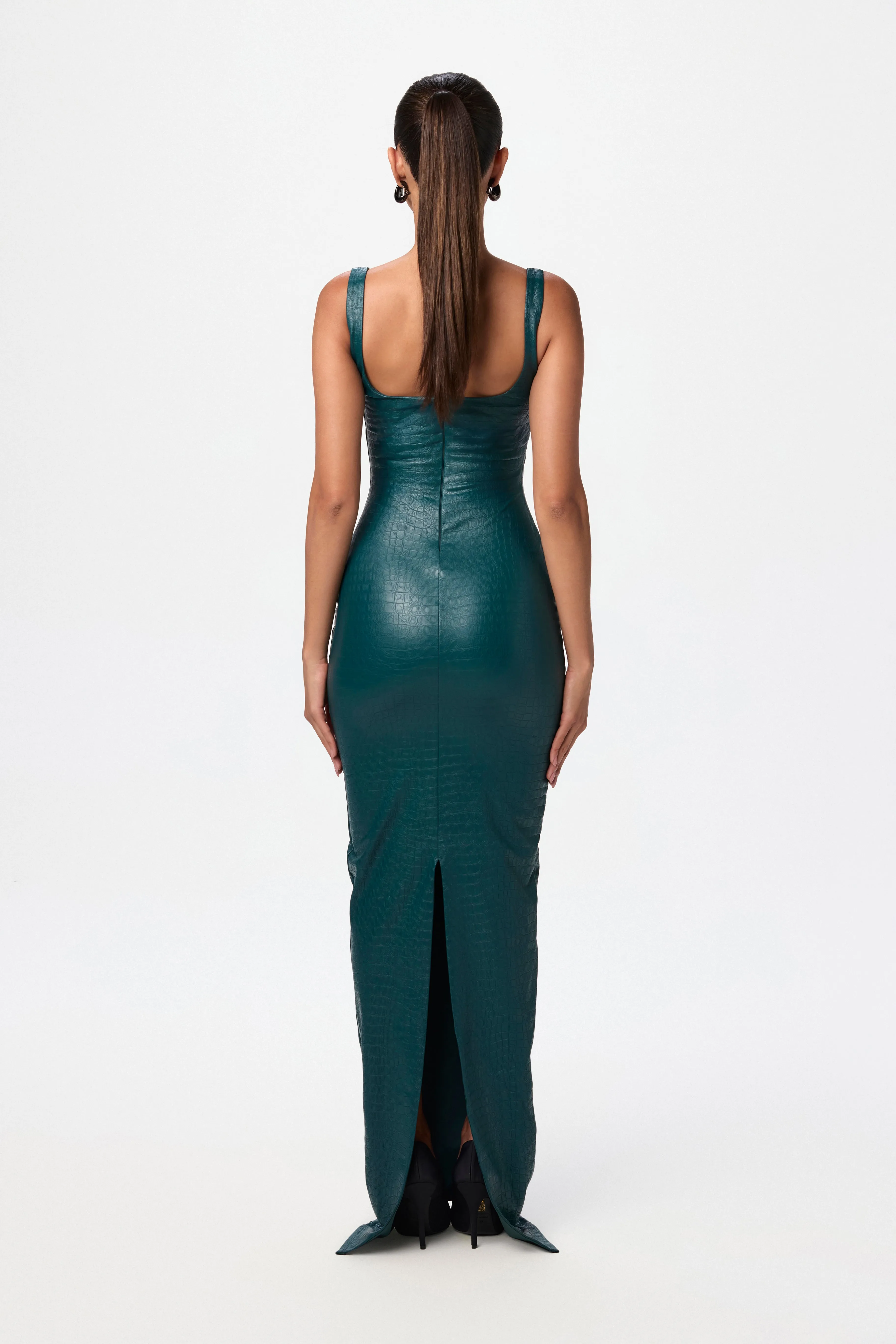 Vegan Leather Croc Tank Maxi Dress