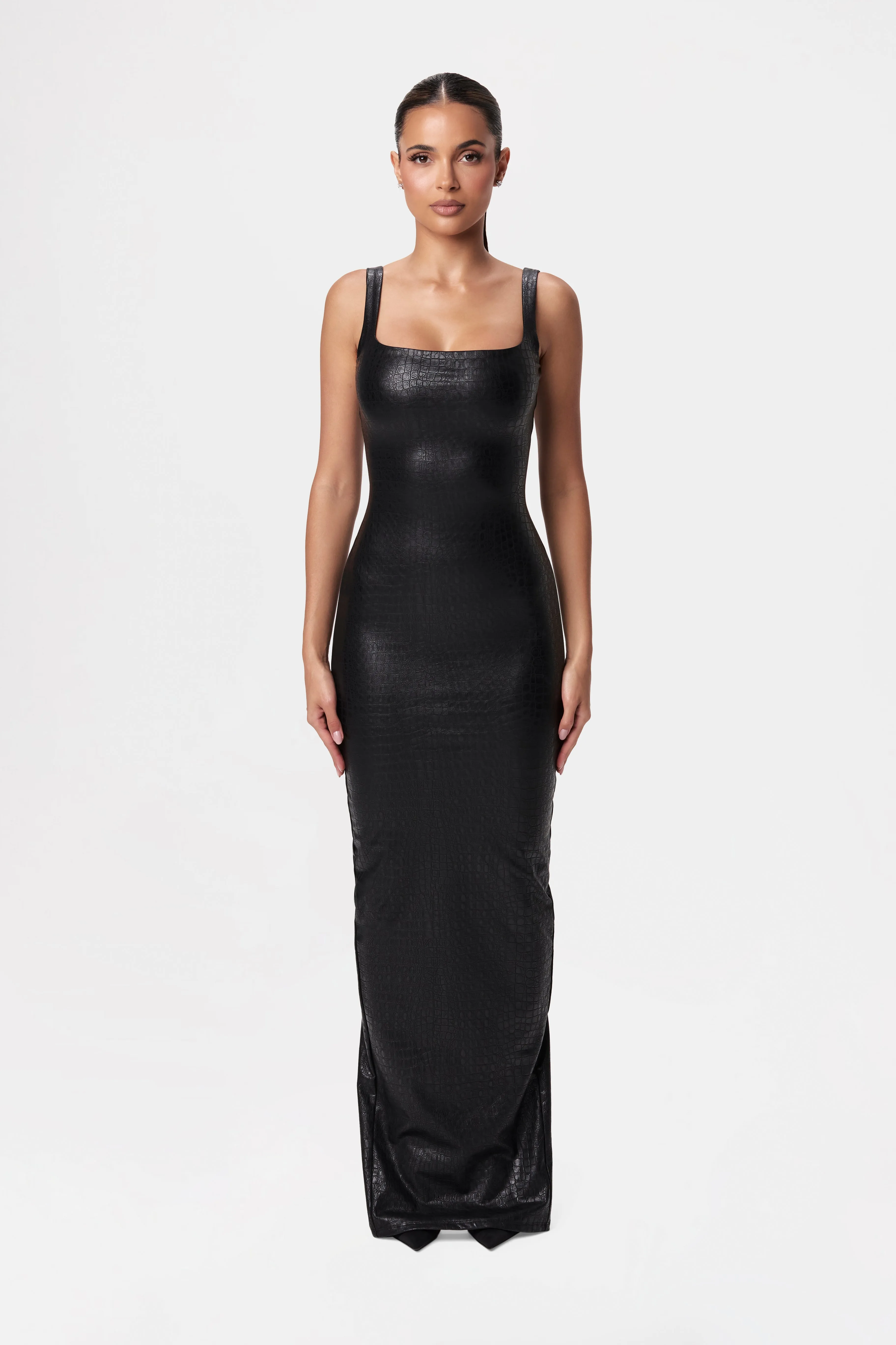 Vegan Leather Croc Tank Maxi Dress