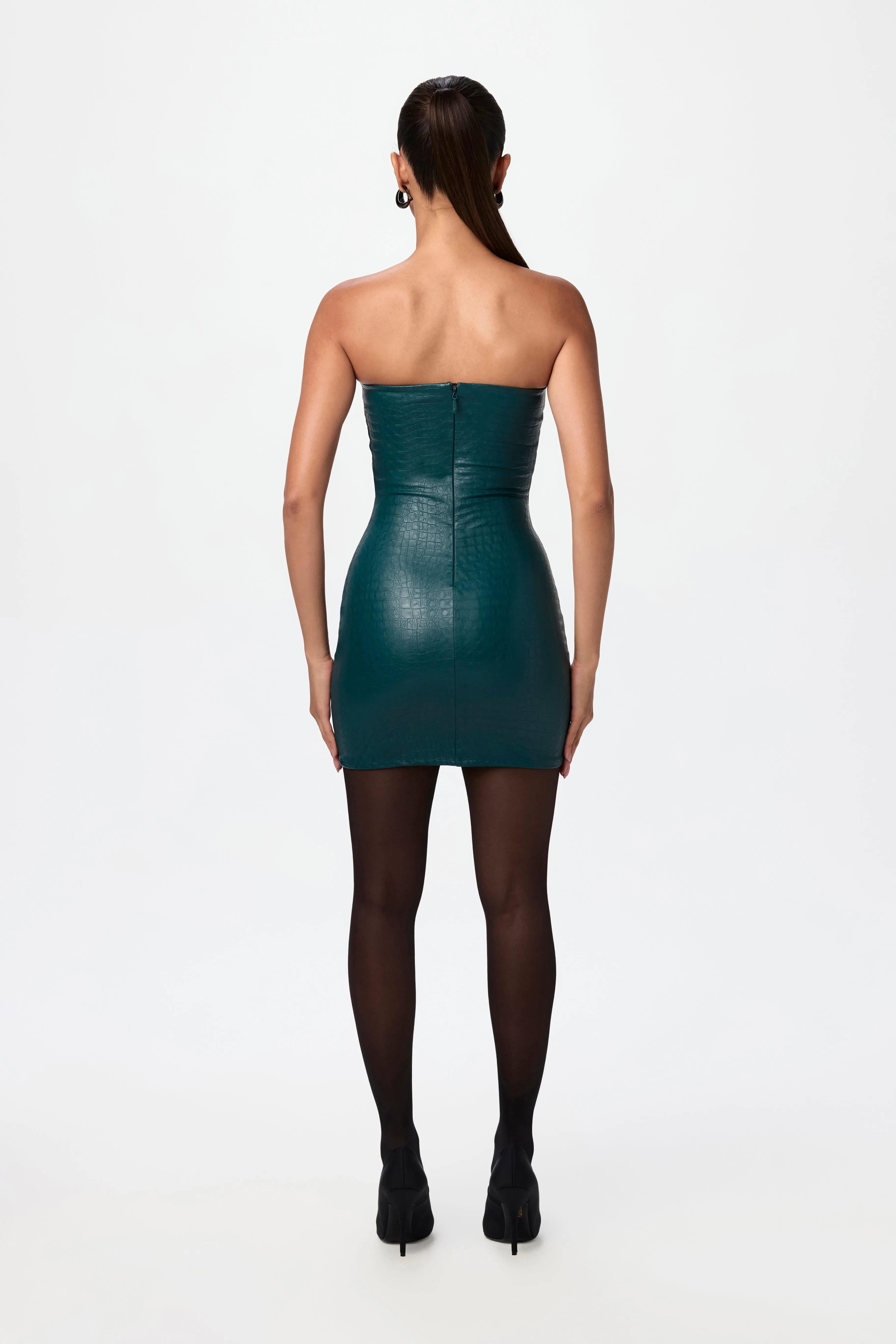 Vegan Leather Croc Tube Mini Dress