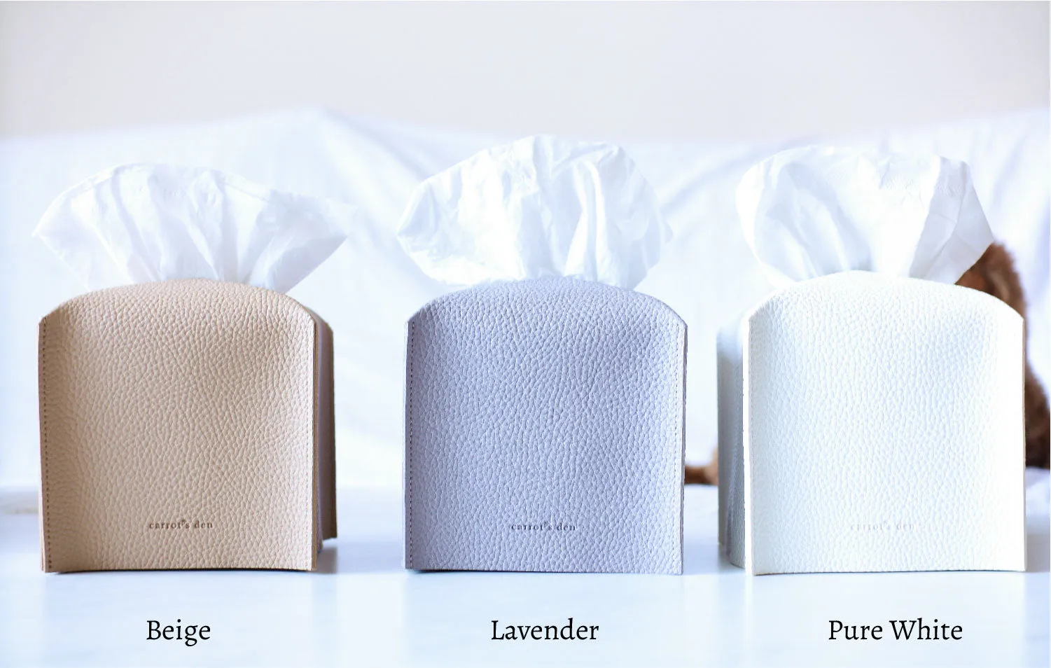 Vegan Leather Tissue Box Cover, Square, 9 Colors