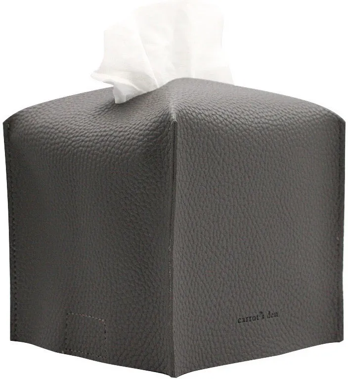 Vegan Leather Tissue Box Cover, Square, 9 Colors