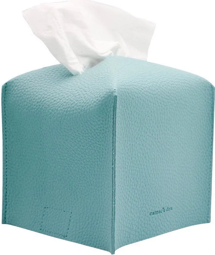 Vegan Leather Tissue Box Cover, Square, 9 Colors