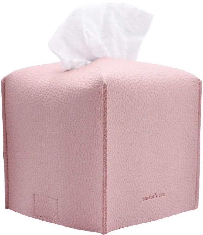 Vegan Leather Tissue Box Cover, Square, 9 Colors