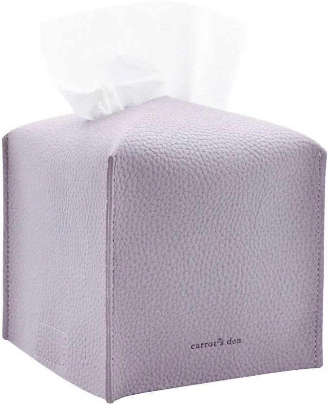 Vegan Leather Tissue Box Cover, Square, 9 Colors