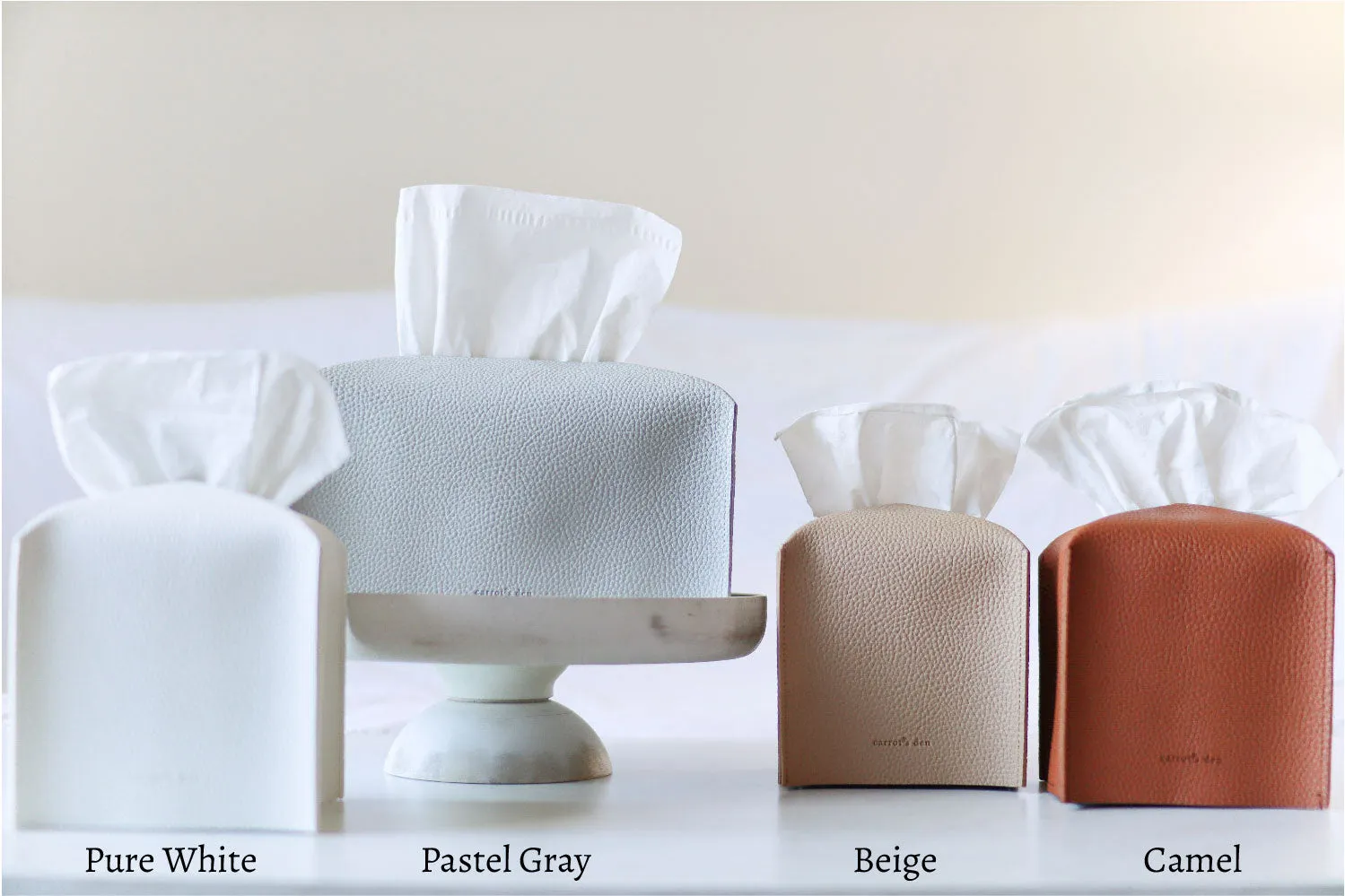 Vegan Leather Tissue Box Cover, Square, 9 Colors