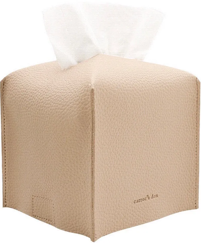 Vegan Leather Tissue Box Cover, Square, 9 Colors