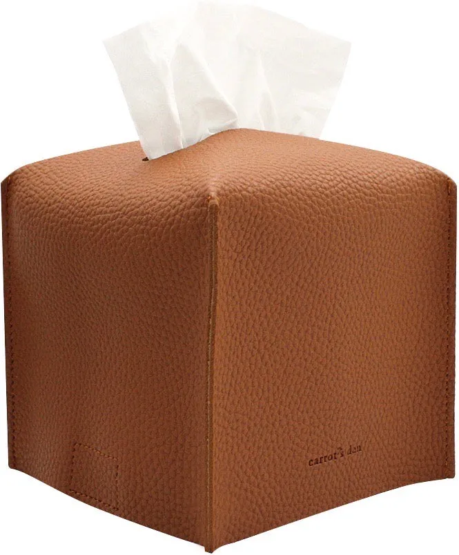 Vegan Leather Tissue Box Cover, Square, 9 Colors