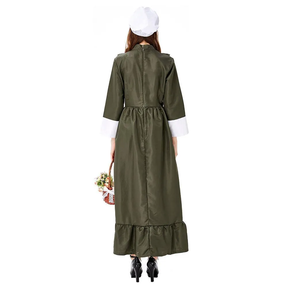 Women Halloween Traditional Housemaid Long Dress Adult Cosplay Party Costume