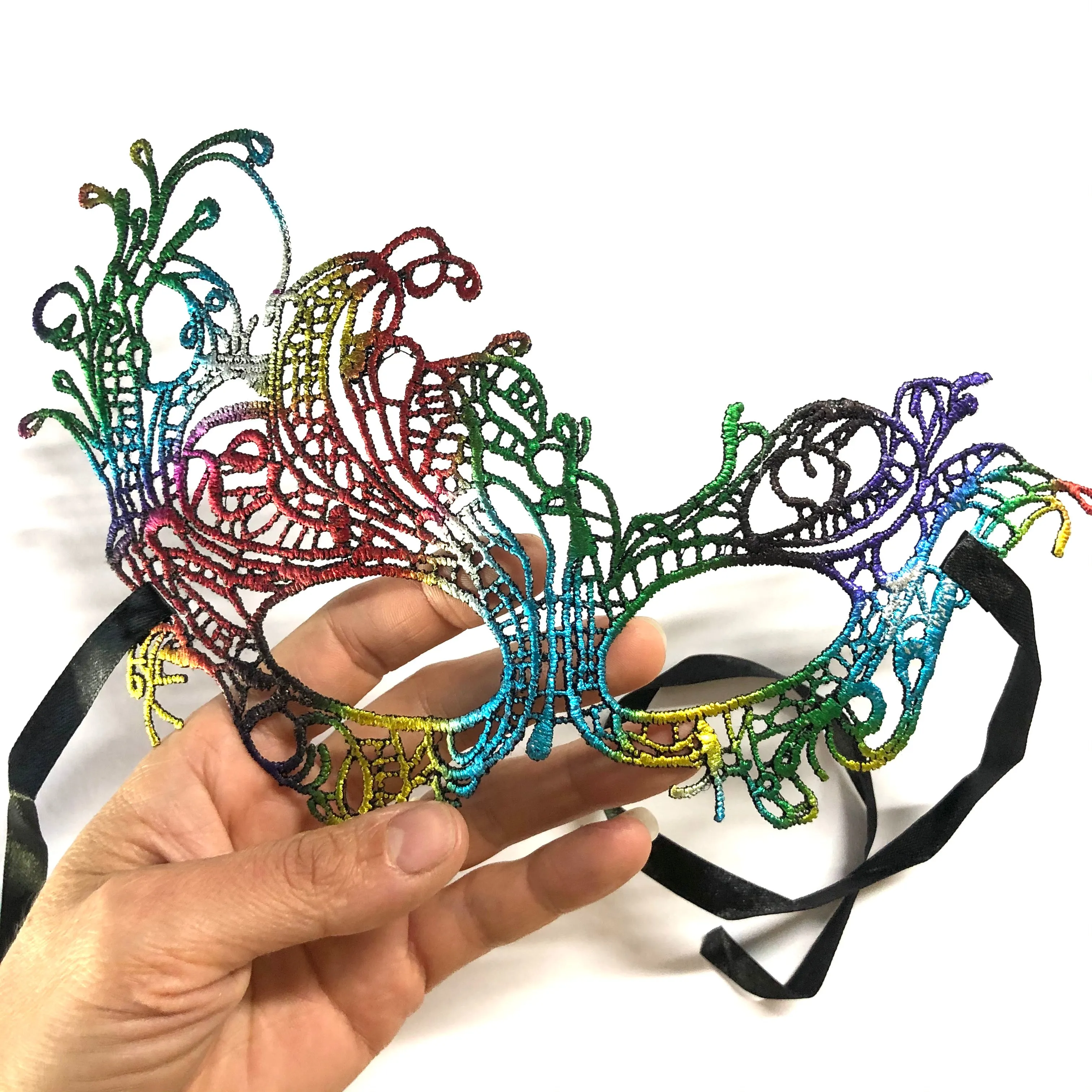 Women Lace Sexy Elegant Masquerade Ball Party Mask - Rainbow (Style 1)