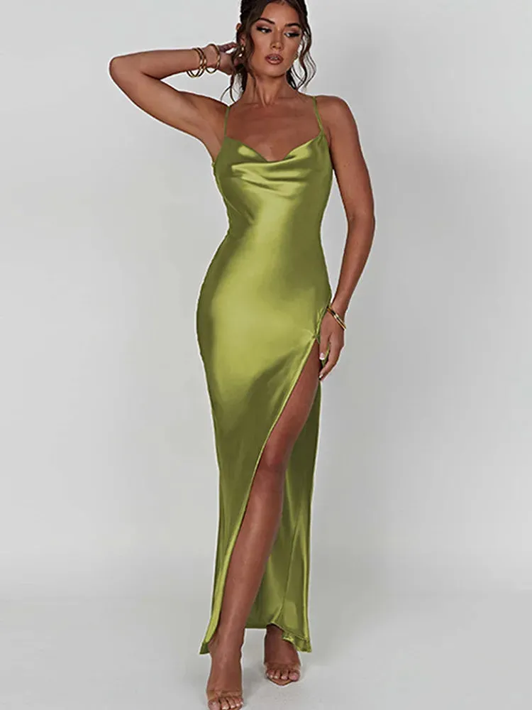 Women’s Satin Split Maxi Dress