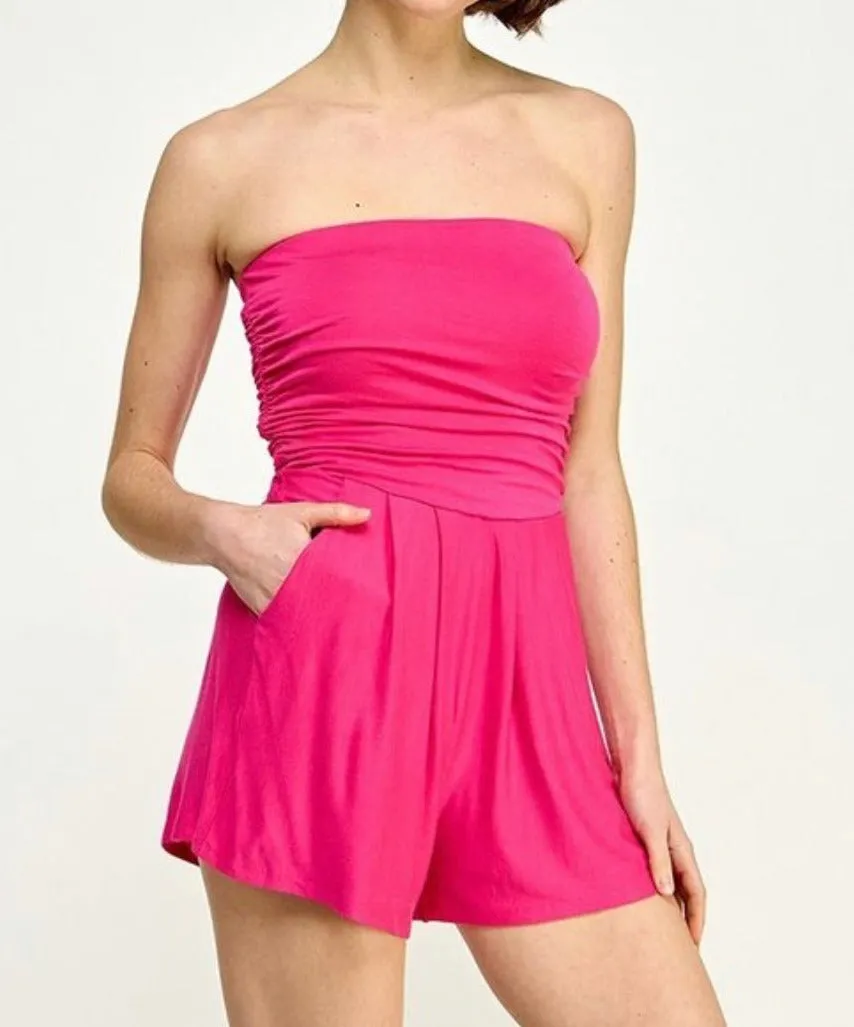 Women’s Solid Tube Romper- HEAAR33003A