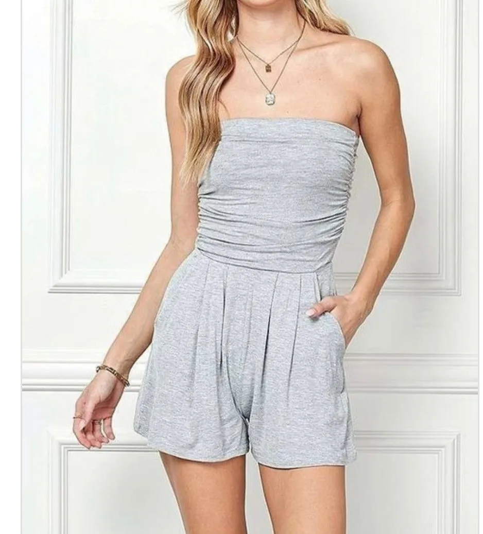 Women’s Solid Tube Romper- HEAAR33003A