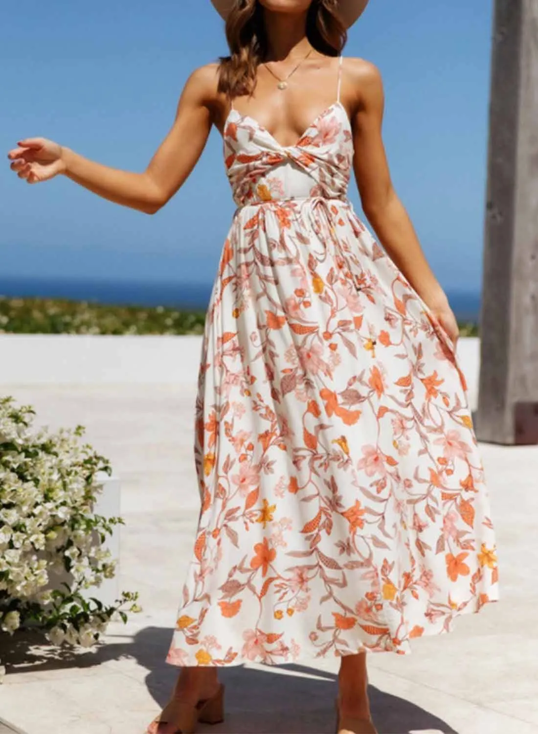 Women's Summer Beach Maxi Dress Floral Long Flowy Dresses